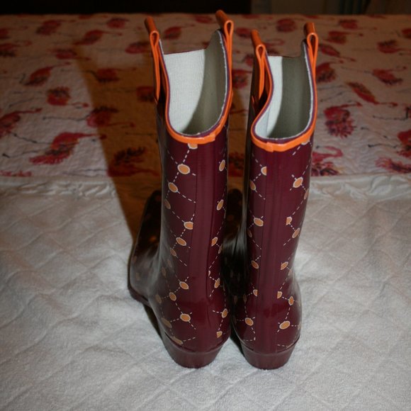 STADIUM STOMPERS BURGANDY & ORANGE COWGIRL BOOTS - Picture 3 of 10